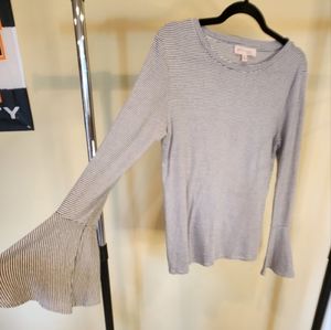 Philosophy black/white stripe bell sleeve knit top